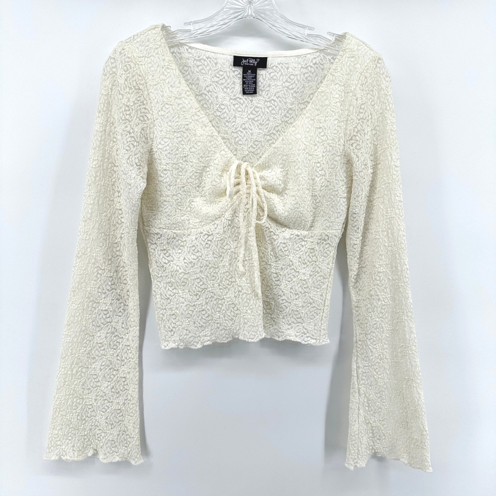 Just Polly NY Babydoll Flare Sleeves‎ Lace Top Medium Fairy Boho Coquette Indie